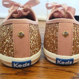 Kate Spade Rose Gold Sparkle Glitter Keds Size 8